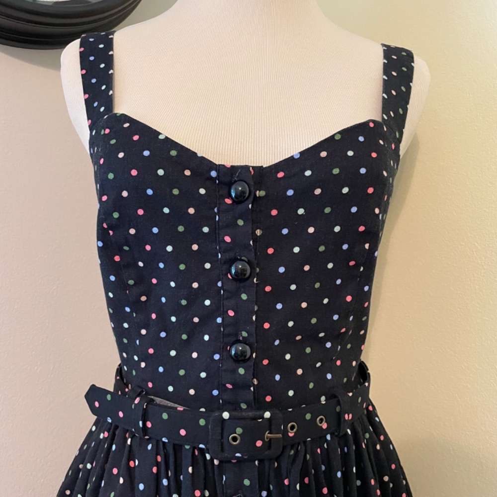 Collectif Polka Dot Dress with belt - altered smaller UK 10 Small - Picture 6 of 14